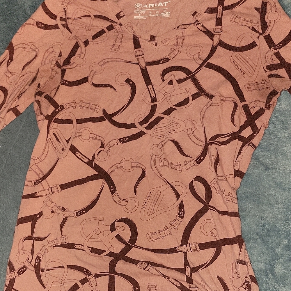 Ariat Equestrian Print Top in Brown and Black